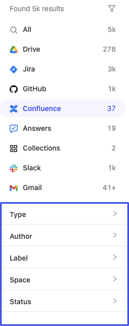 Datasource specific facets